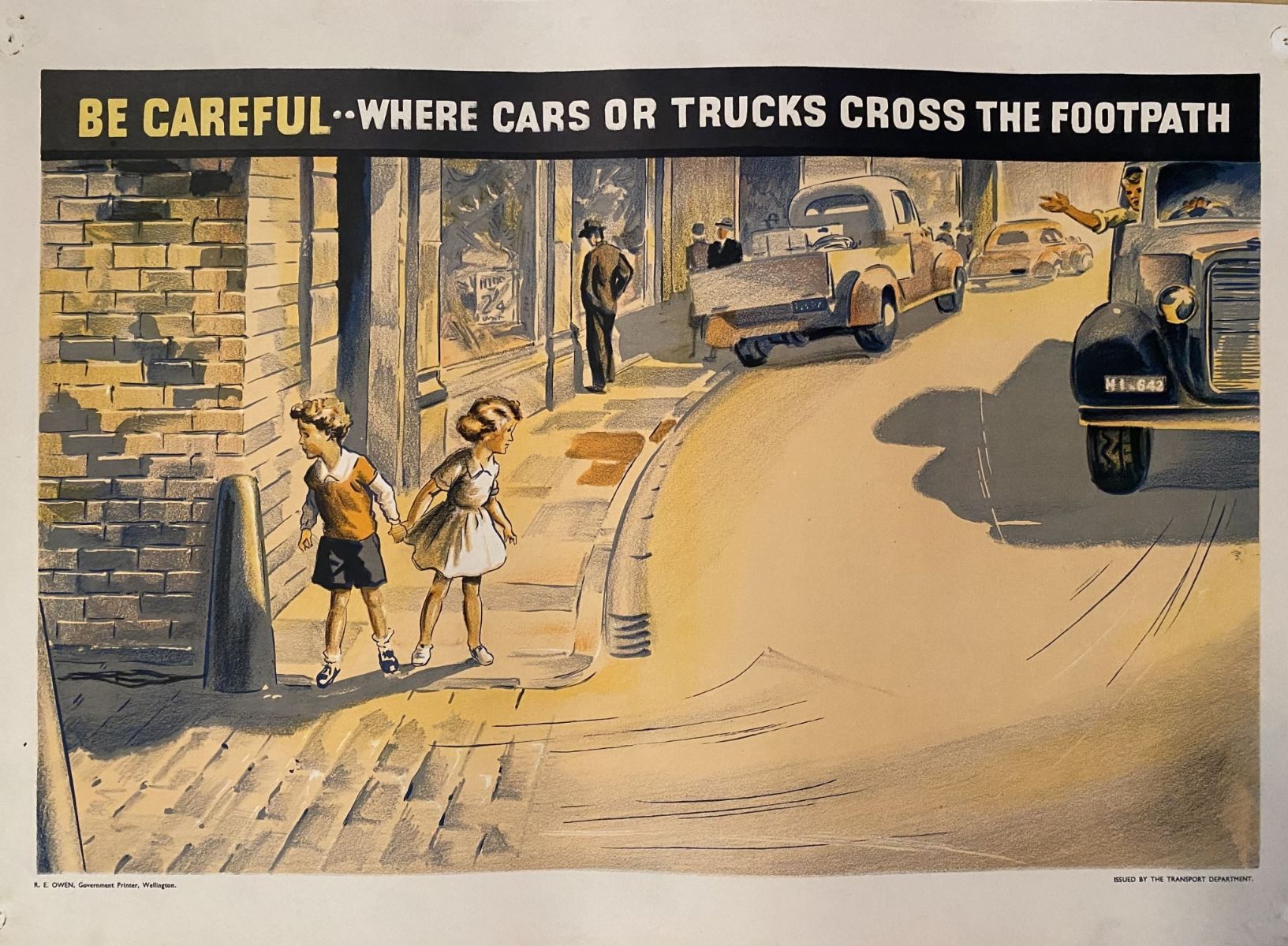 VINTAGE POSTER: New Zealand Education Department / Childrens Road Safety