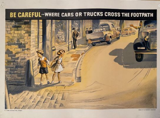 VINTAGE POSTER: New Zealand Education Department / Childrens Road Safety 