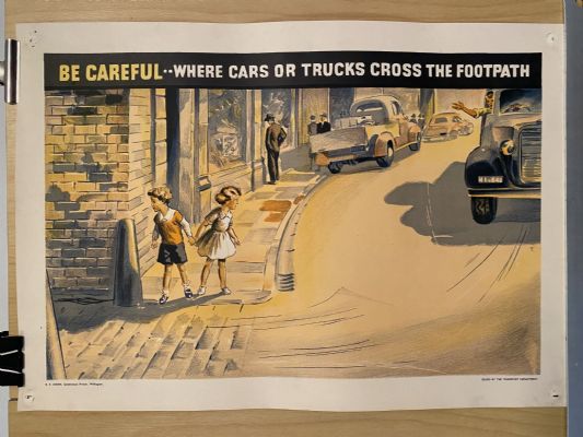 VINTAGE POSTER: New Zealand Education Department / Childrens Road Safety