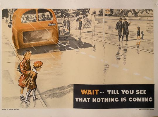 VINTAGE POSTER: New Zealand Education Department / Child's Road Safety 