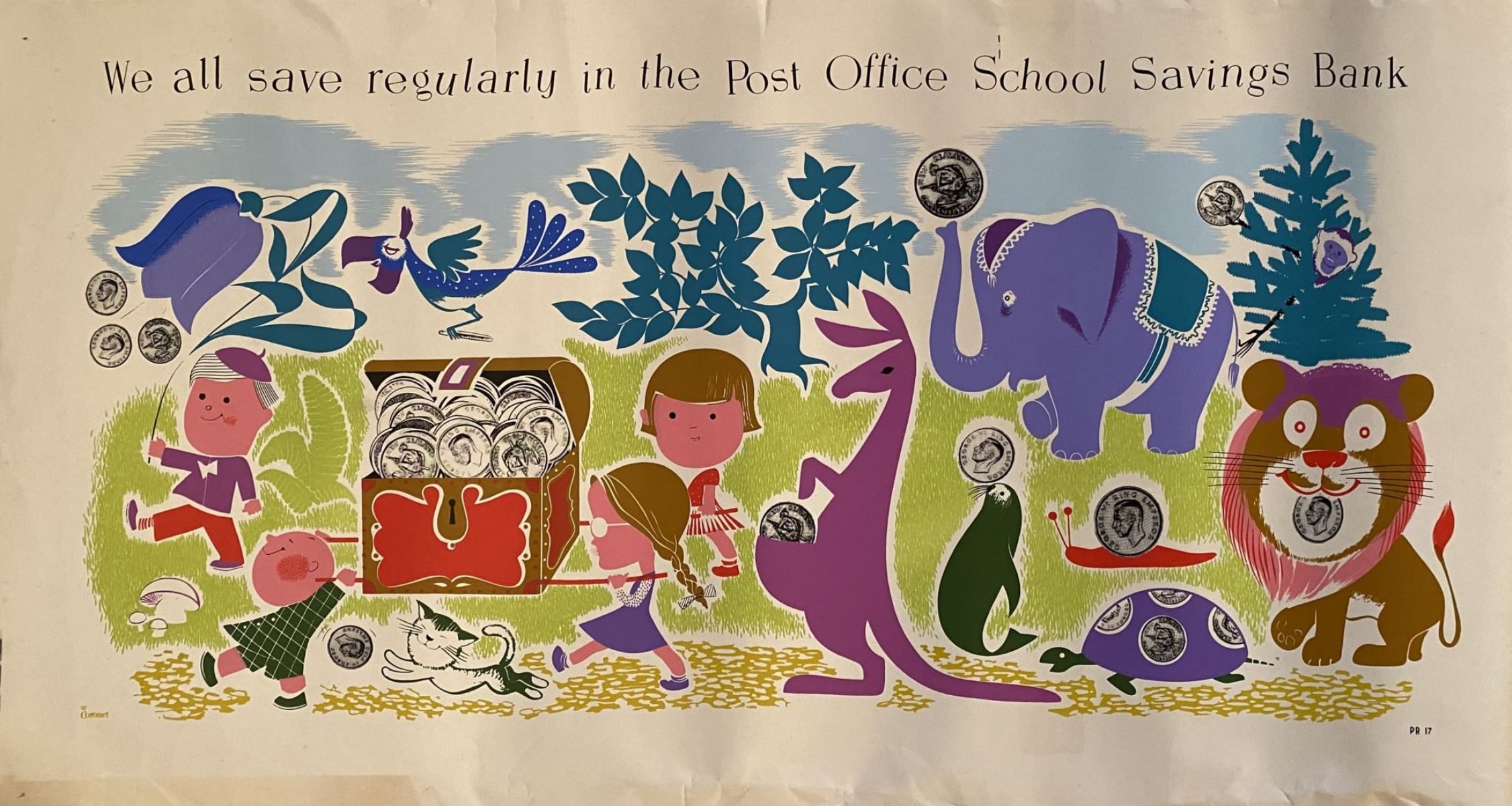 VINTAGE POSTER: Post Office School Savings Bank 1970s