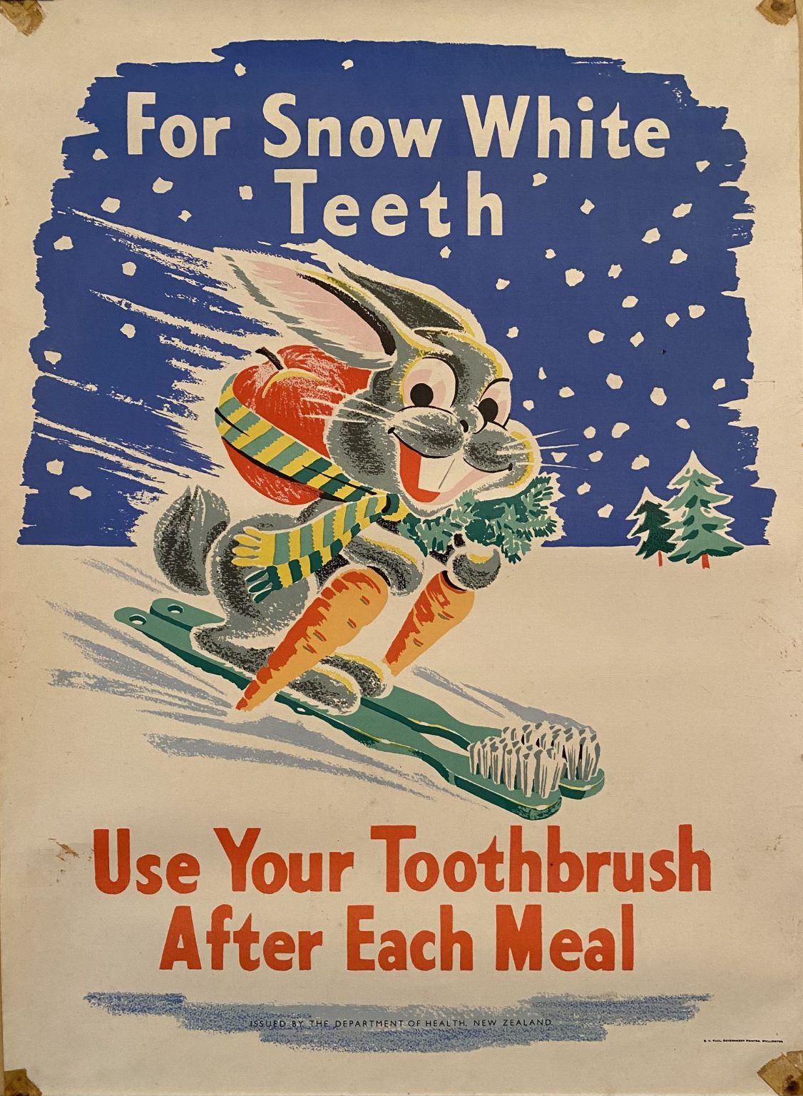 VINTAGE POSTER: New Zealand Department of Health / Use Your Toothbrush