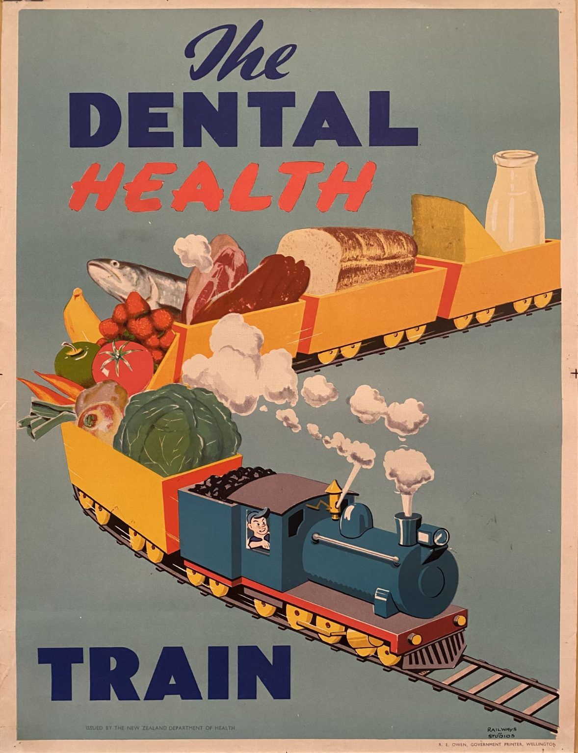 VINTAGE POSTER: New Zealand Department of Health / The Dental Health Train