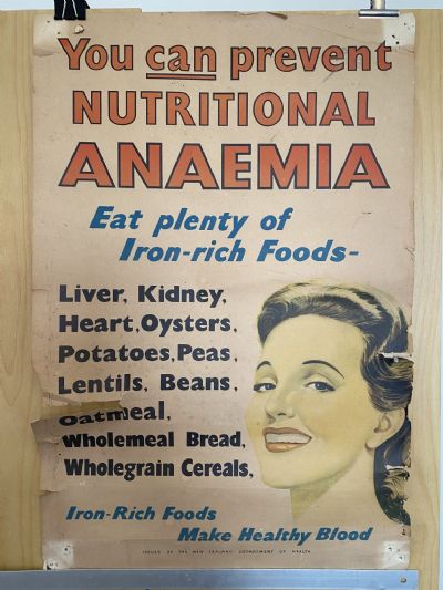 VINTAGE POSTER: New Zealand Department of Health / Prevent Anaemia