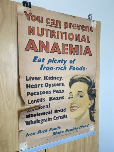 VINTAGE POSTER: New Zealand Department of Health / Prevent Anaemia