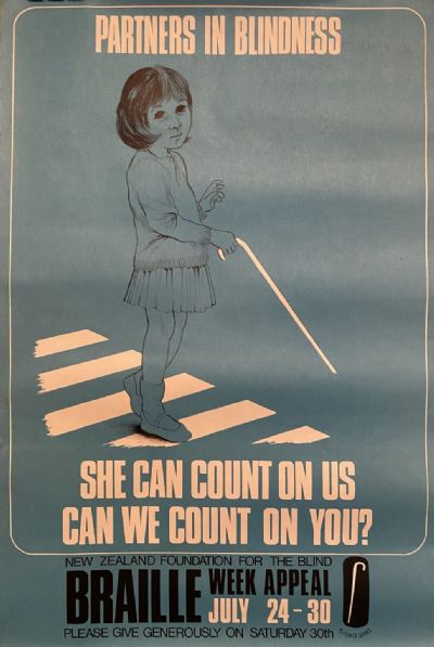 VINTAGE POSTER: New Zealand Foundation for the Blind / Braille Week Appeal 1968