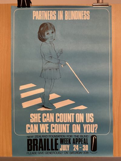 VINTAGE POSTER: New Zealand Foundation for the Blind / Braille Week Appeal 1968