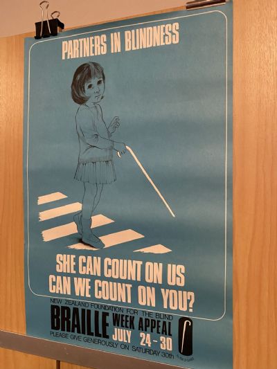 VINTAGE POSTER: New Zealand Foundation for the Blind / Braille Week Appeal 1968