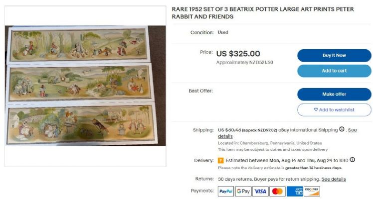 VINTAGE POSTER: Peter Rabbit and His Friends by Beatrix Potter