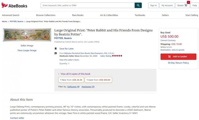 VINTAGE POSTER: Peter Rabbit and His Friends by Beatrix Potter