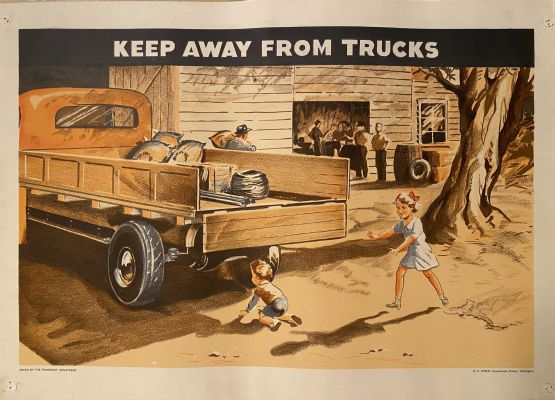 VINTAGE POSTER: Children's Road Safety / Keep Away From Trucks 