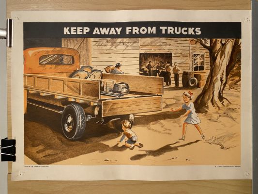 VINTAGE POSTER: Children's Road Safety / Keep Away From Trucks