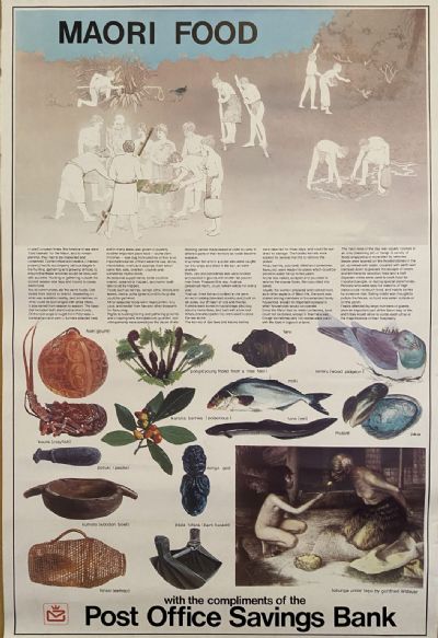 VINTAGE POSTER: Post Office Savings Bank - Maori Food 