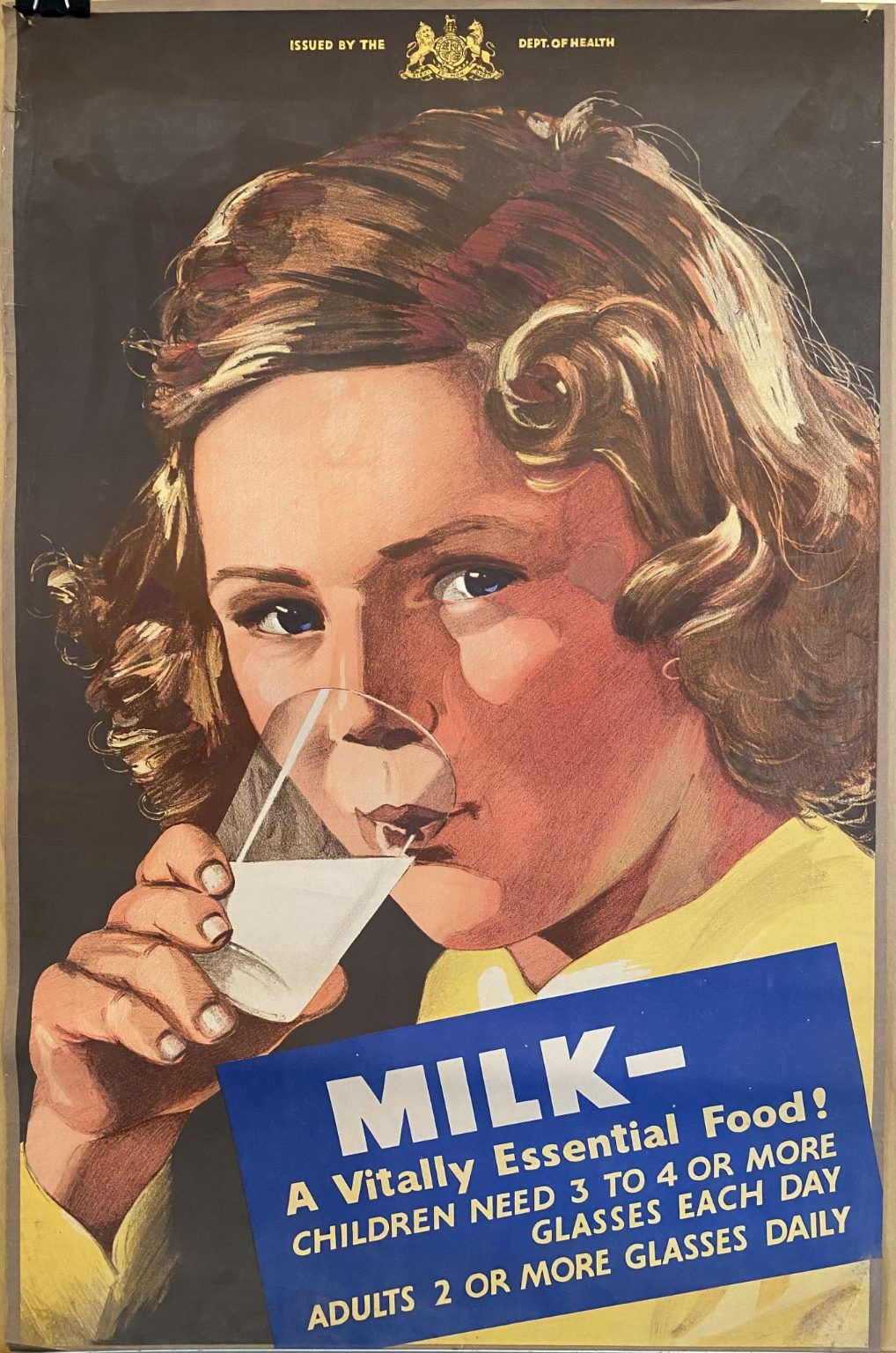 VINTAGE POSTER: New Zealand Department of Health / Milk - A Vitally Essential Food