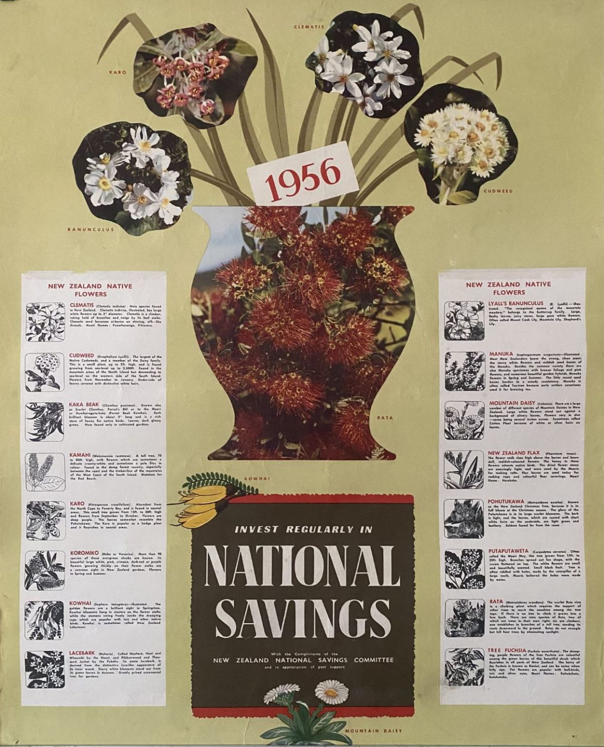 VINTAGE POSTER: Invest Regularly in National Savings / Savings Committee 1956
