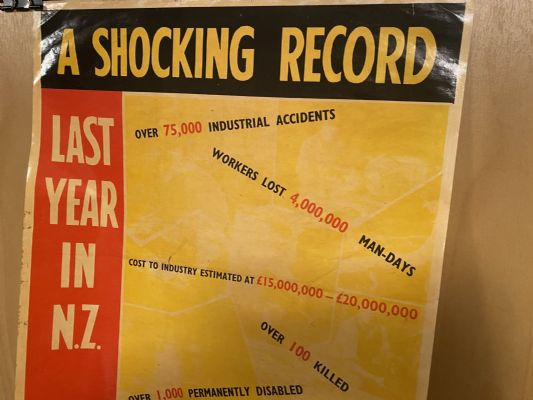 VINTAGE POSTER: New Zealand Departments of Labour and Health - Work Safety