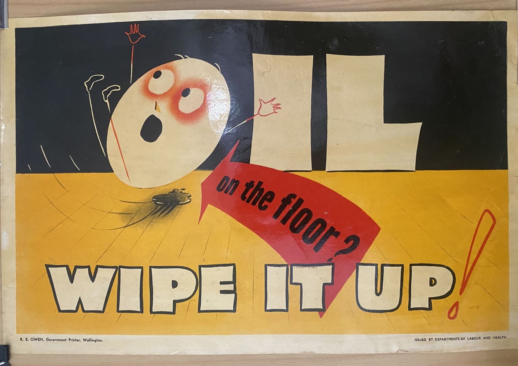 VINTAGE POSTER: New Zealand Departments of Labour and Health - Work Safety