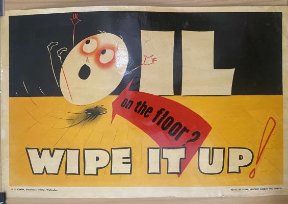 VINTAGE POSTER: New Zealand Departments of Labour and Health - Work Safety