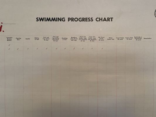KAIKORAI PRIMARY SCHOOL: Swimming Progress Chart - Standard 3, 1961