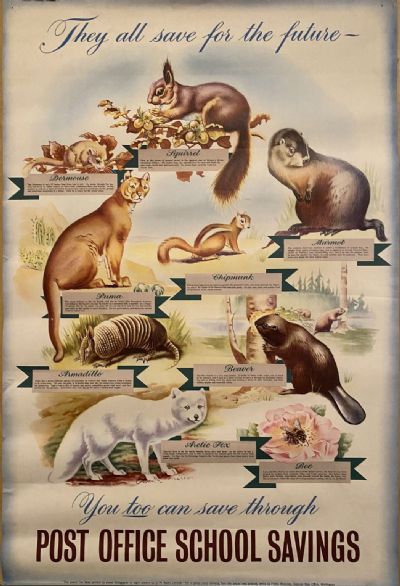 VINTAGE POSTER: Post Office School Savings Bank 