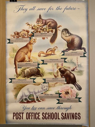 VINTAGE POSTER: Post Office School Savings Bank