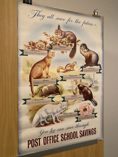 VINTAGE POSTER: Post Office School Savings Bank