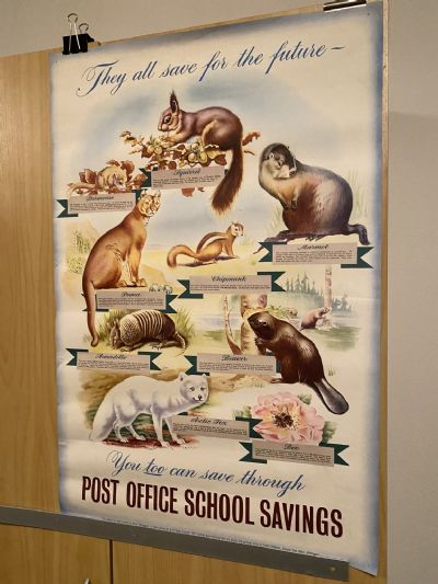 VINTAGE POSTER: Post Office School Savings Bank