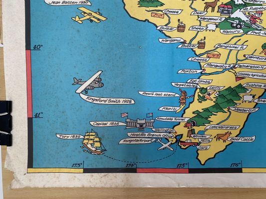 VINTAGE POSTER: Nestle's Map of New Zealand