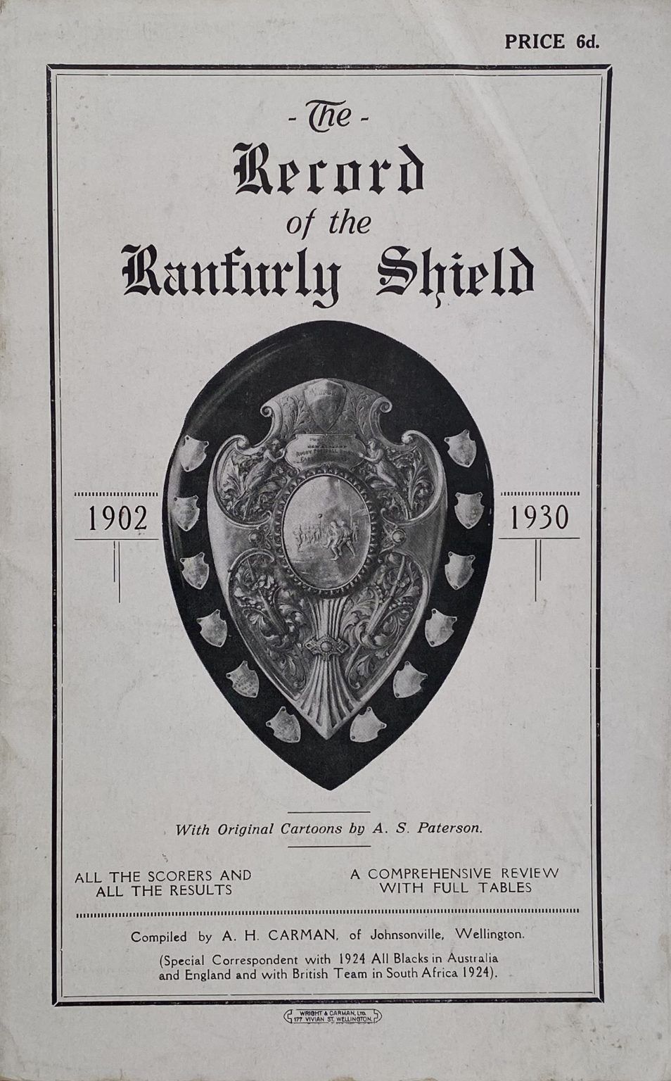 RANFURLY SHIELD: The Record 1902 - 1930