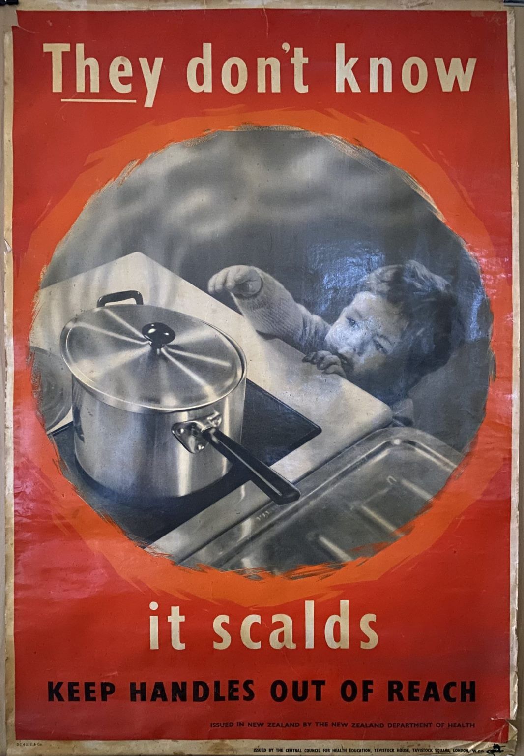 VINTAGE POSTER: New Zealand Department of Health / Home Safety 1950