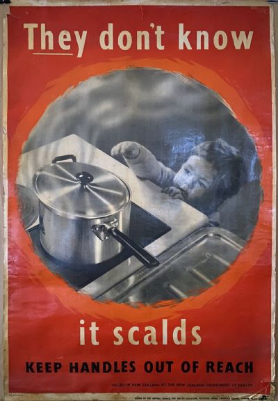 VINTAGE POSTER: New Zealand Department of Health / Home Safety 1950 