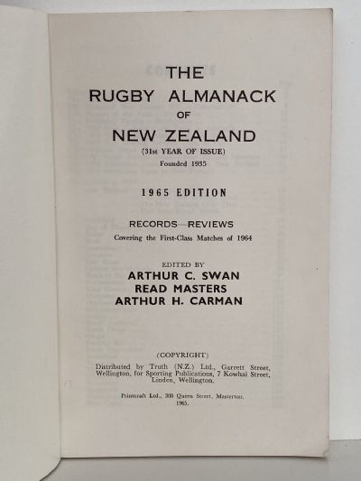 THE RUGBY ALMANACK of New Zealand 1965