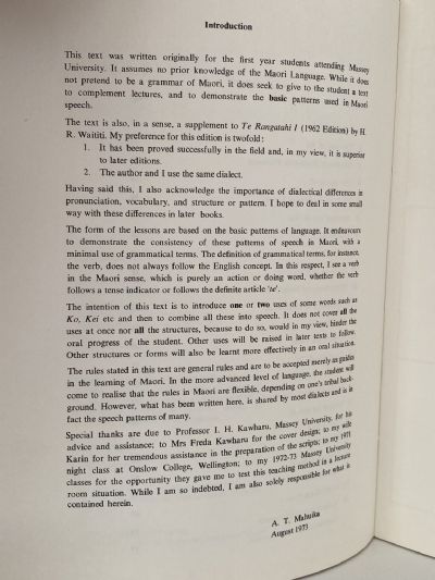 TE REO MAORI: First Lessons in Maori
