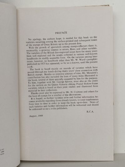BRITISH POSTAGE STAMP VARIETIES ILLUSTRATED: Surface Printed Issues to King George VI