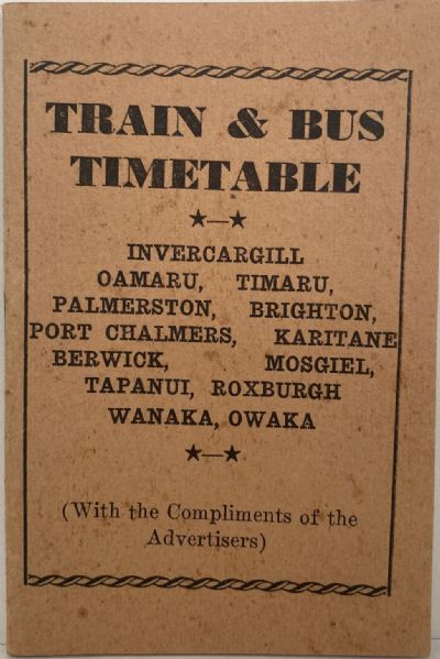 TRAIN & BUS TIMETABLE: New Zealand Rail Services 1930s 