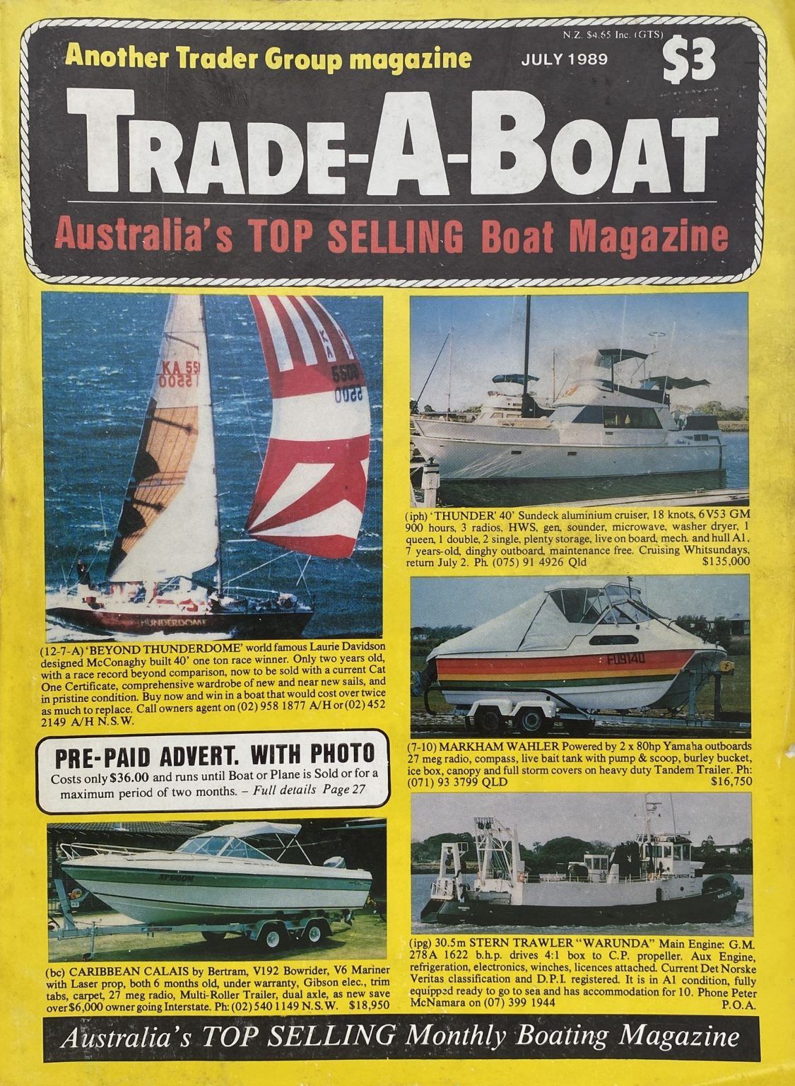 VINTAGE MAGAZINE: Trade-A-Boat, Australia - July 1989