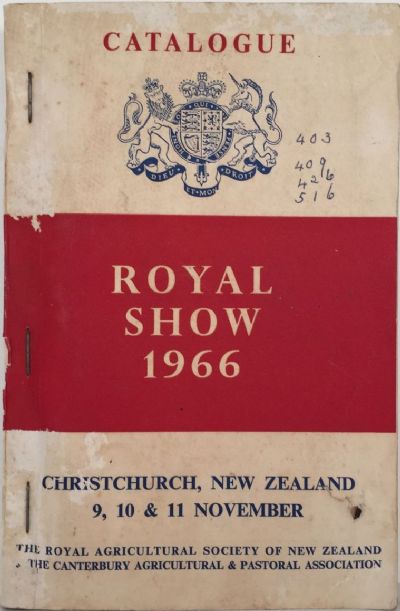 Canterbury A&P Association: 1966 Royal Show Catalouge 