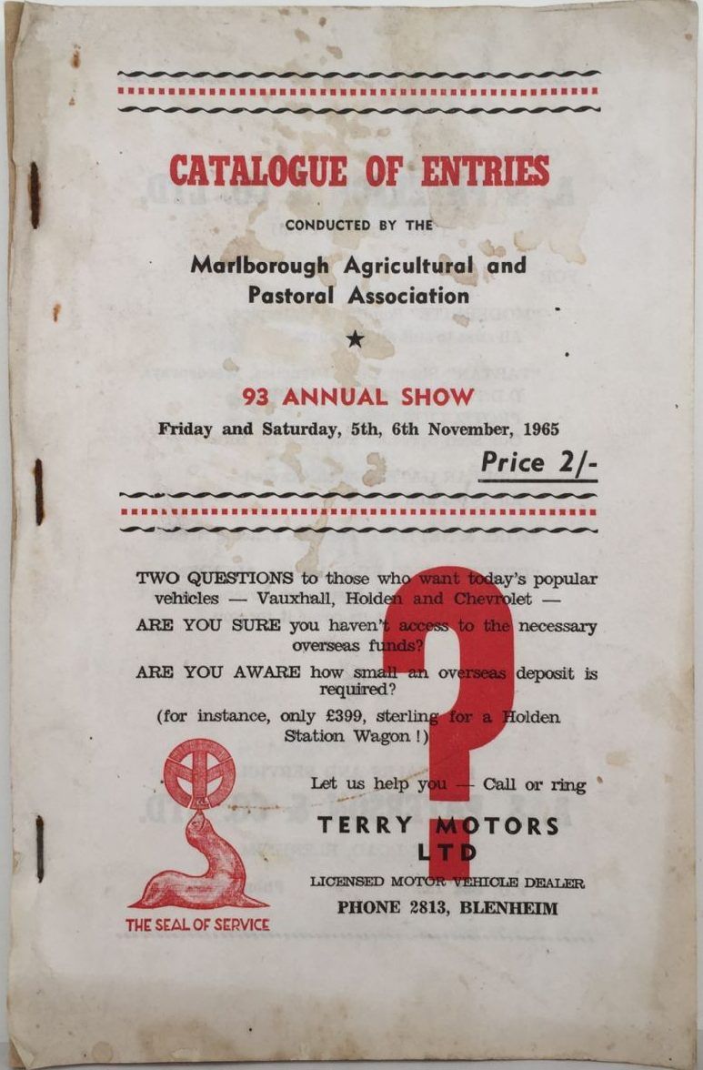 Marlborough A&P Association: 1965 Annual Show Catalouge