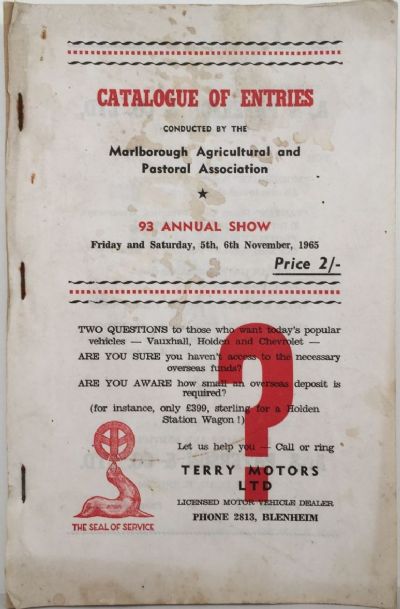 Marlborough A&P Association: 1965 Annual Show Catalouge 
