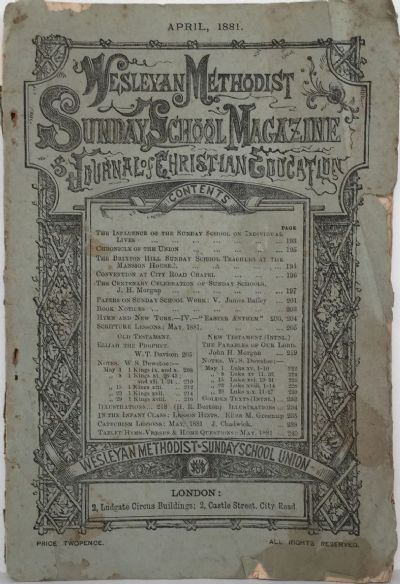 WESLEYAN METHODIST: Sunday School Magazine Journal of Christian Education 