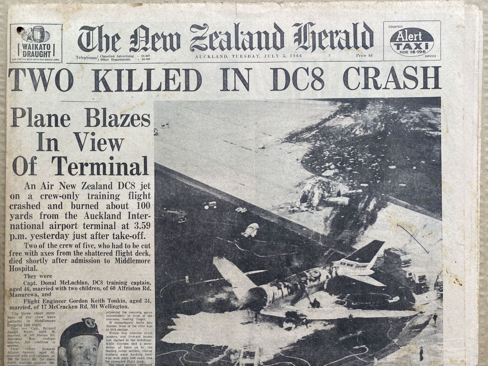 OLD NEWSPAPER: The New Zealand Herald, 5 July 1966 - Air NZ DC8 Crash