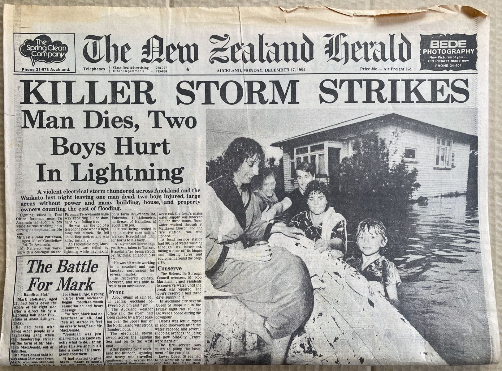 OLD NEWSPAPER: The New Zealand Herald, 17 December 1984 - Killer storm