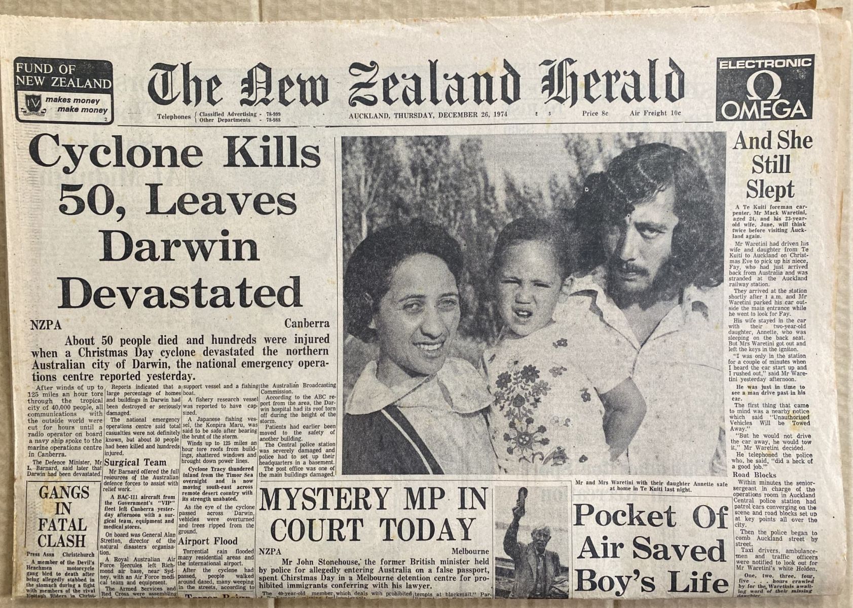 OLD NEWSPAPER: The New Zealand Herald, 26 December 1974 - Darwin Cyclone