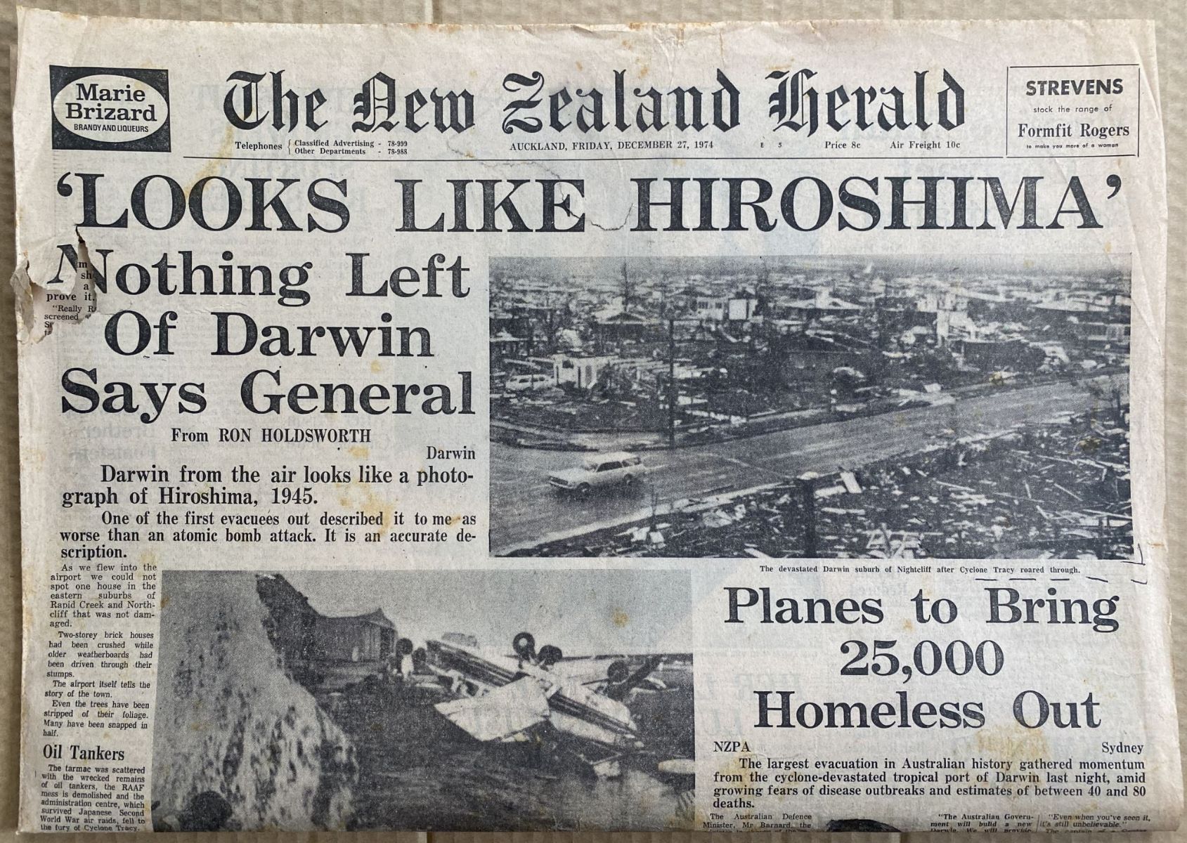 OLD NEWSPAPER: The New Zealand Herald, 27 December 1974 - Darwin Cyclone