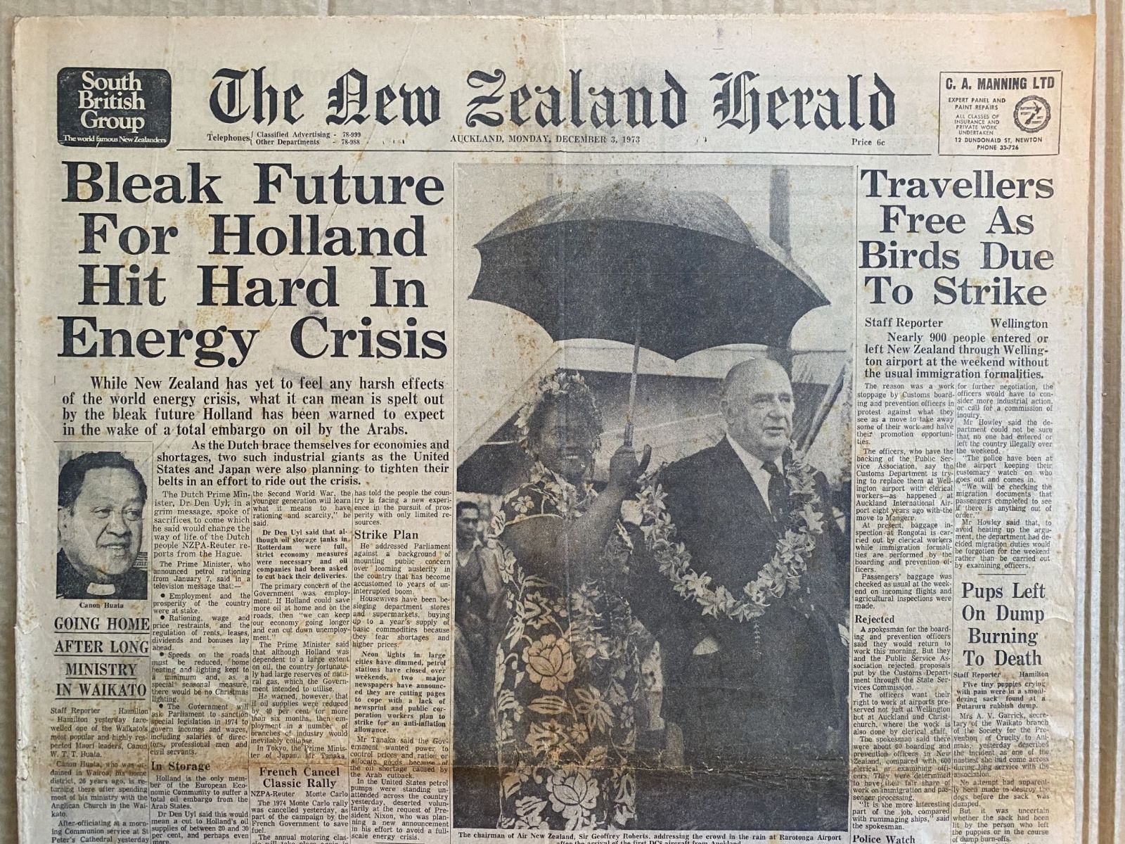 OLD NEWSPAPER: The New Zealand Herald, 3 December 1973 - Energy crisis