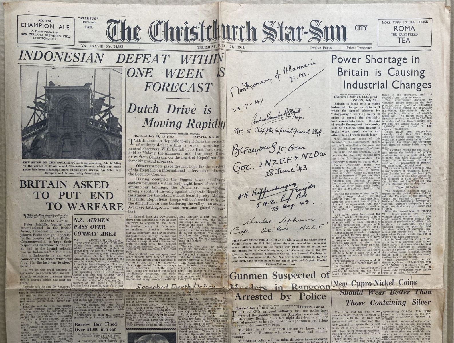 OLD NEWSPAPER: The Christchurch Star-Sun, 24 July 1947