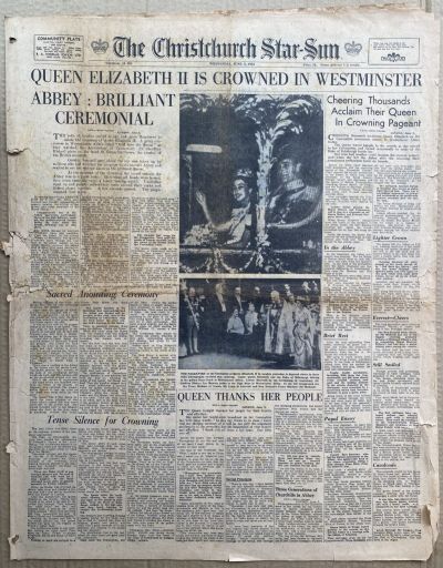 OLD NEWSPAPER: The Christchurch Star-Sun, 3 June 1953 - Queen Elizabeth crowned