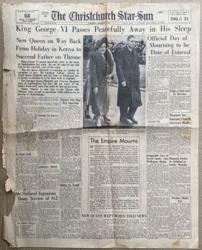 OLD NEWSPAPER: The Christchurch Star-Sun, 7 February 1952 - King George death