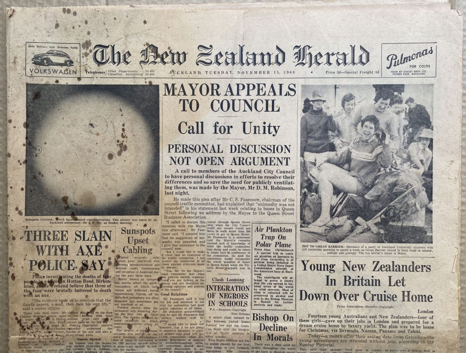 OLD NEWSPAPER: The New Zealand Herald, 15 November 1960