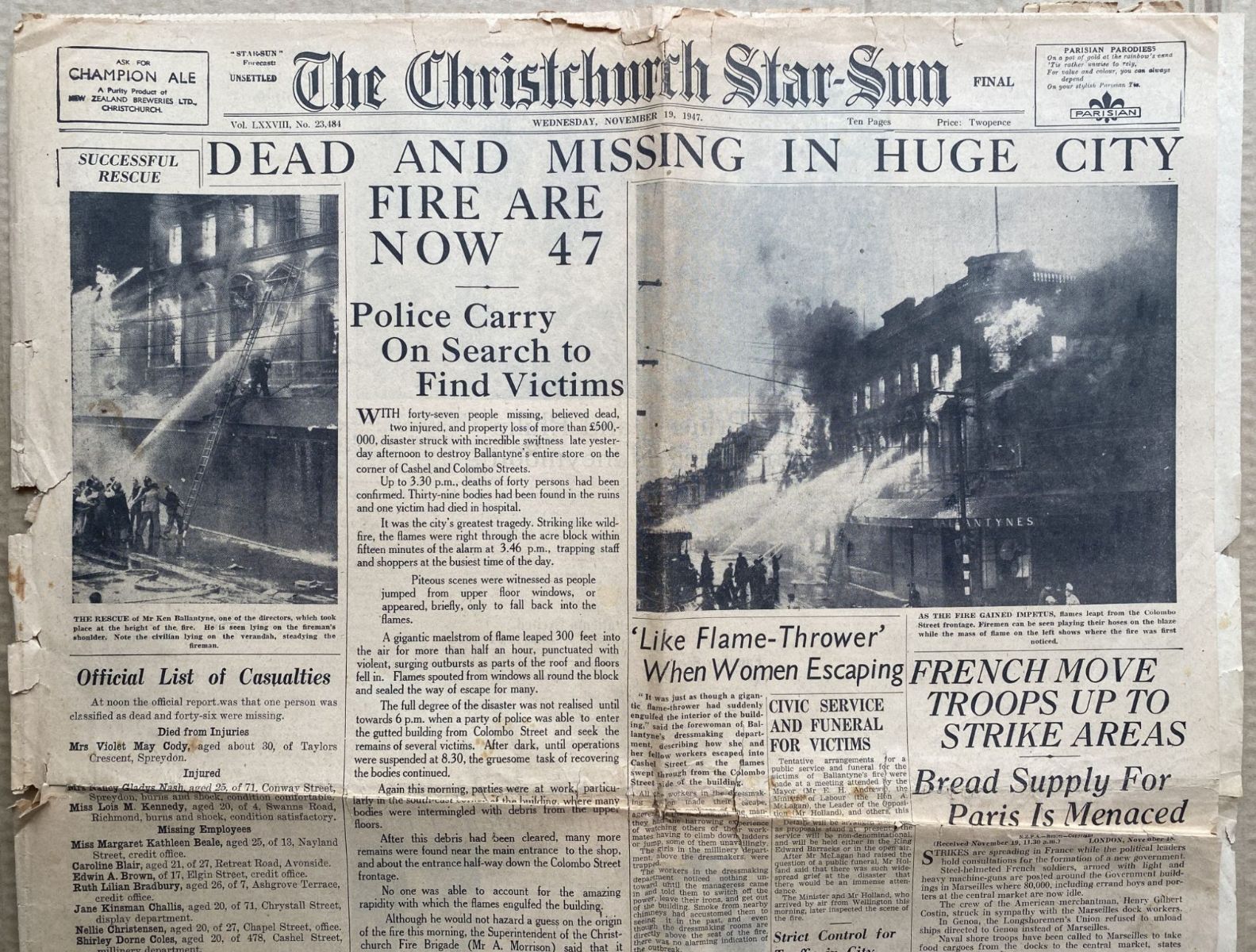 OLD NEWSPAPER: The Christchurch Star-Sun, 19 November 1947